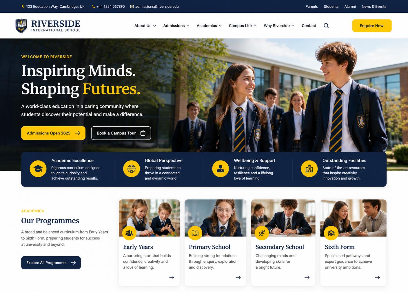 Northfield Academy website design